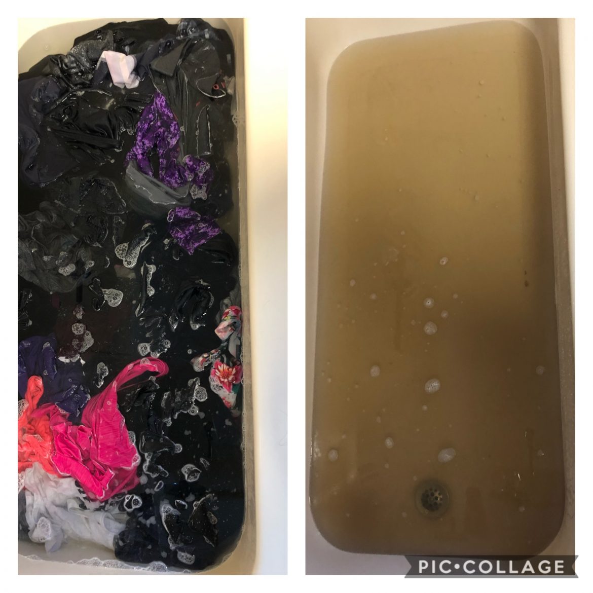 The before and after of laundry stripping.