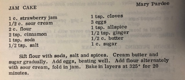 The original jam cake recipe.