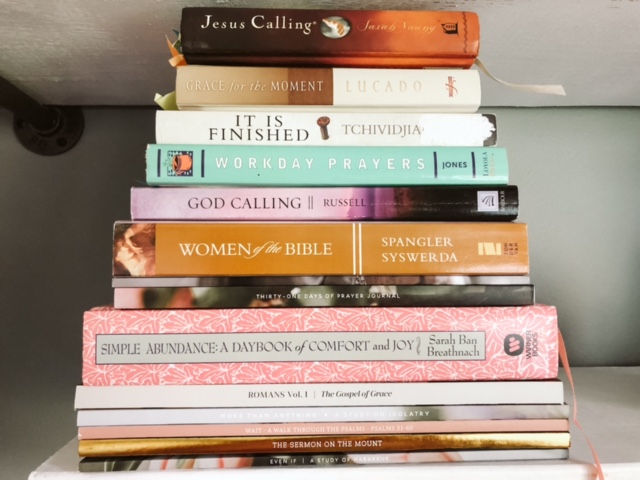 Stack of Christian devotionals.