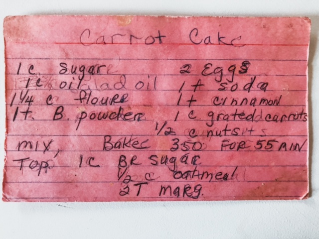 The original worn carrot cake recipe, my favorite type.